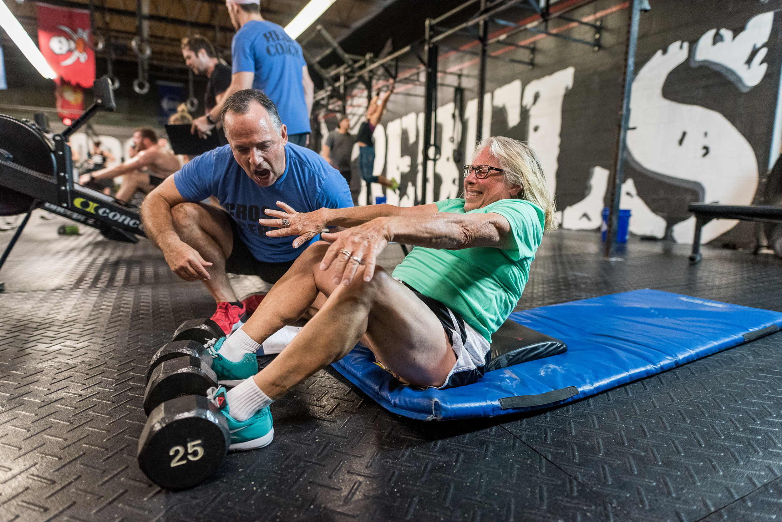 Athlete performing sit-ups