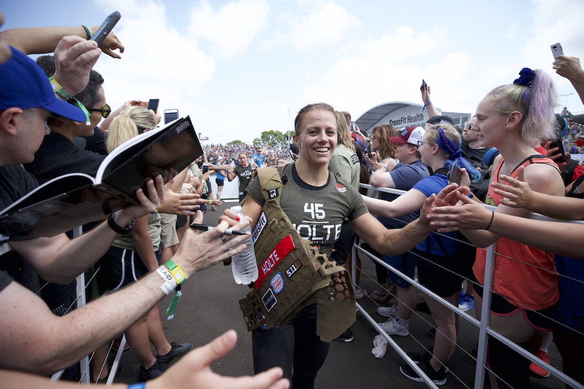 Holte draws energy from the crowd after Battleground at the 2018 Games. (Photo by Adam Bow) 