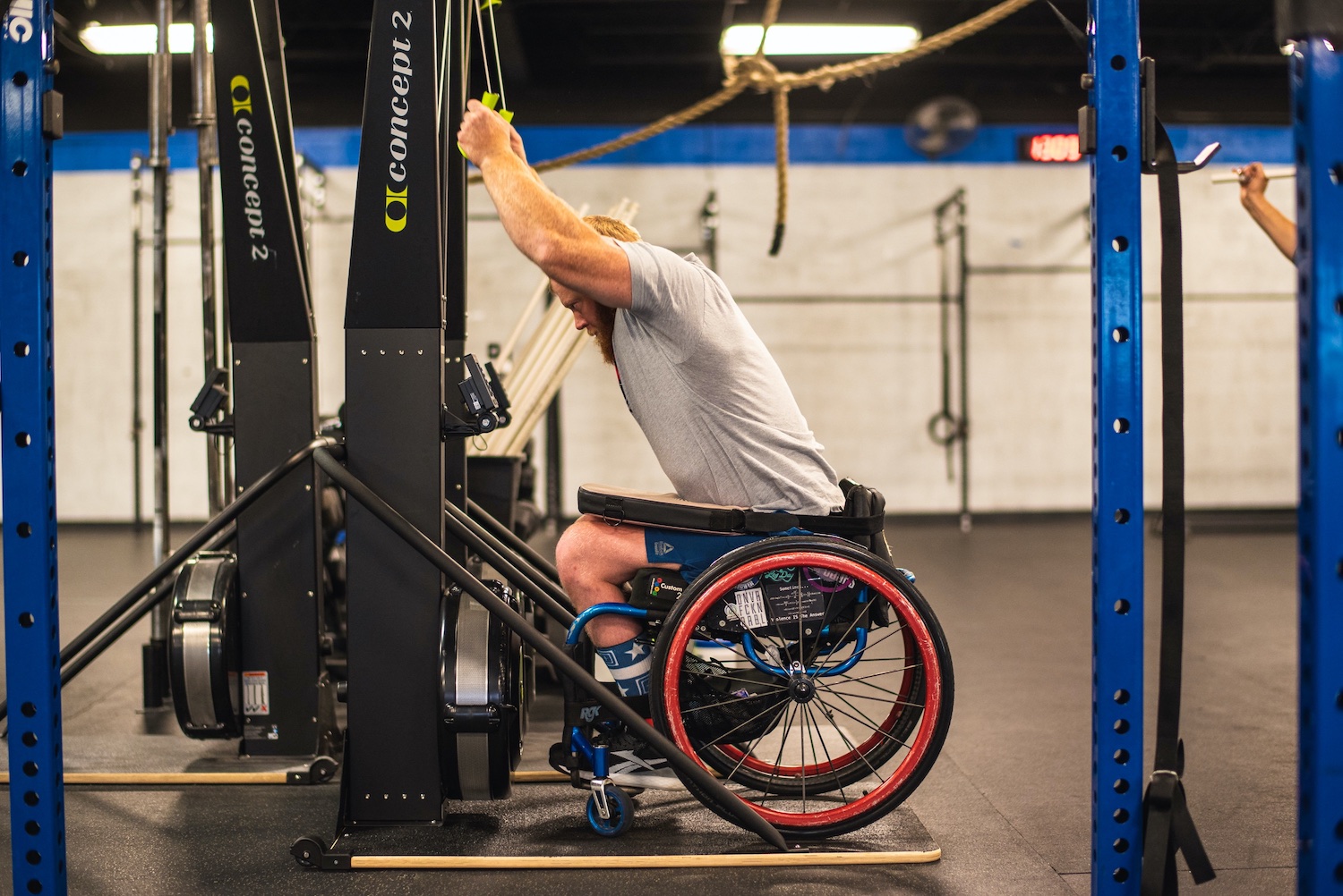 Adaptive athletes working out