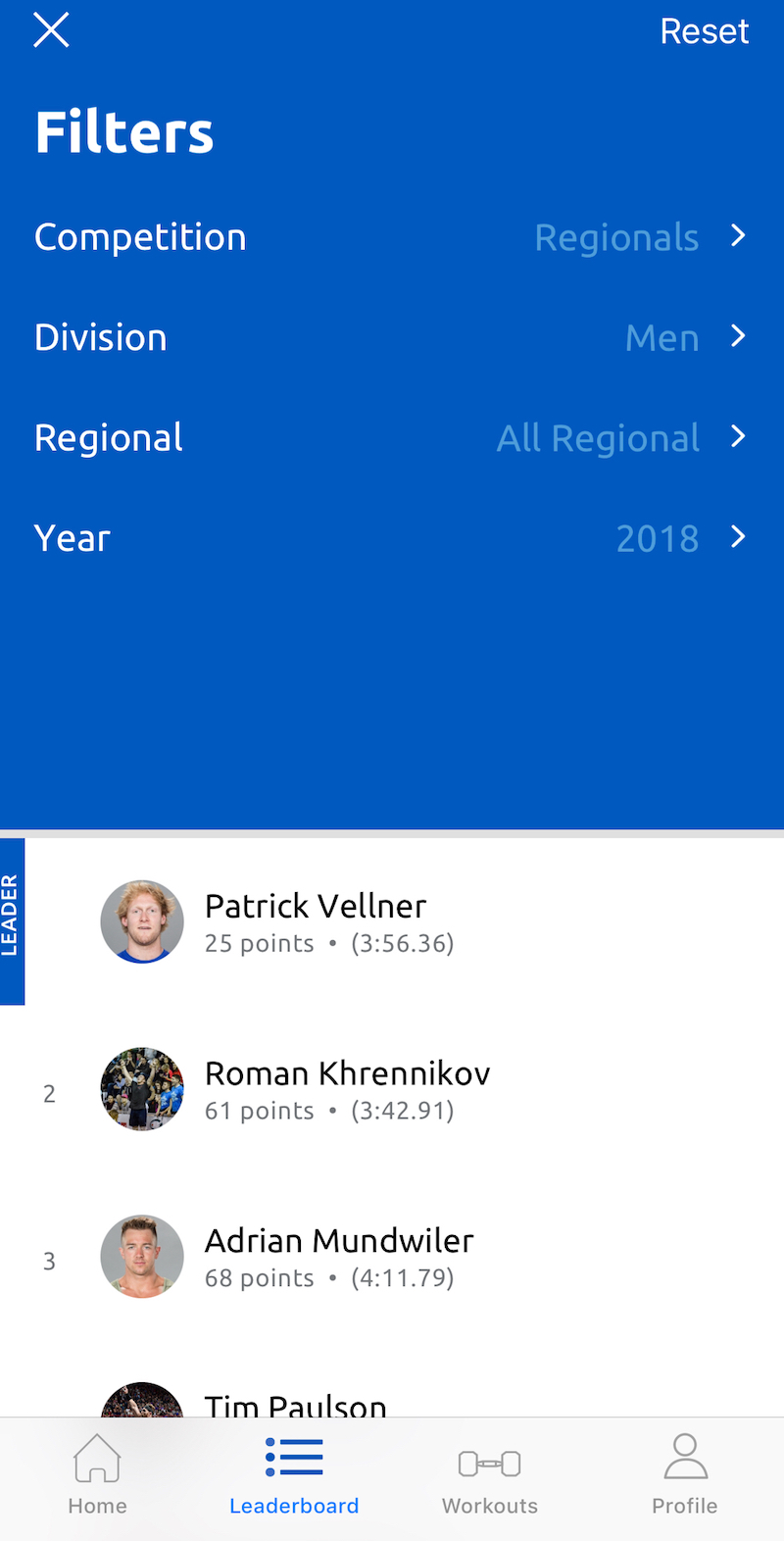 All Regional Leaderboard View