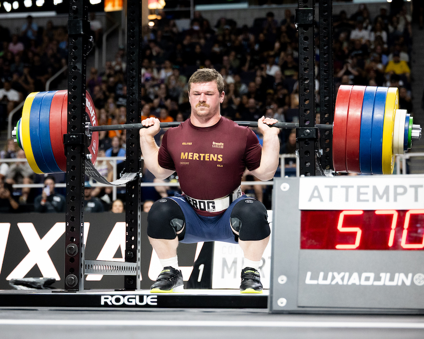 Colten Mertens squating 570 pounds
